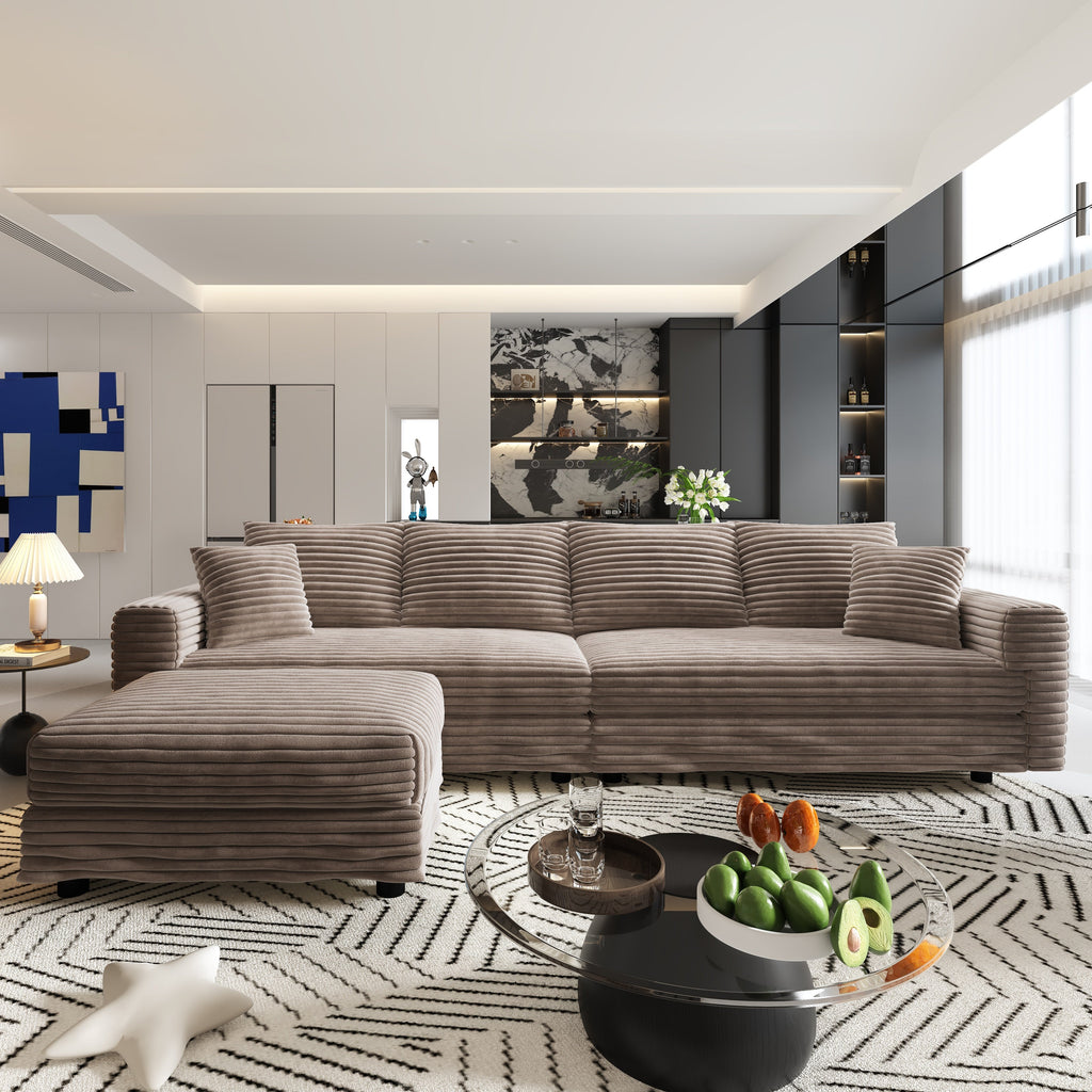 Plush Corduroy 4-Seat Sofa