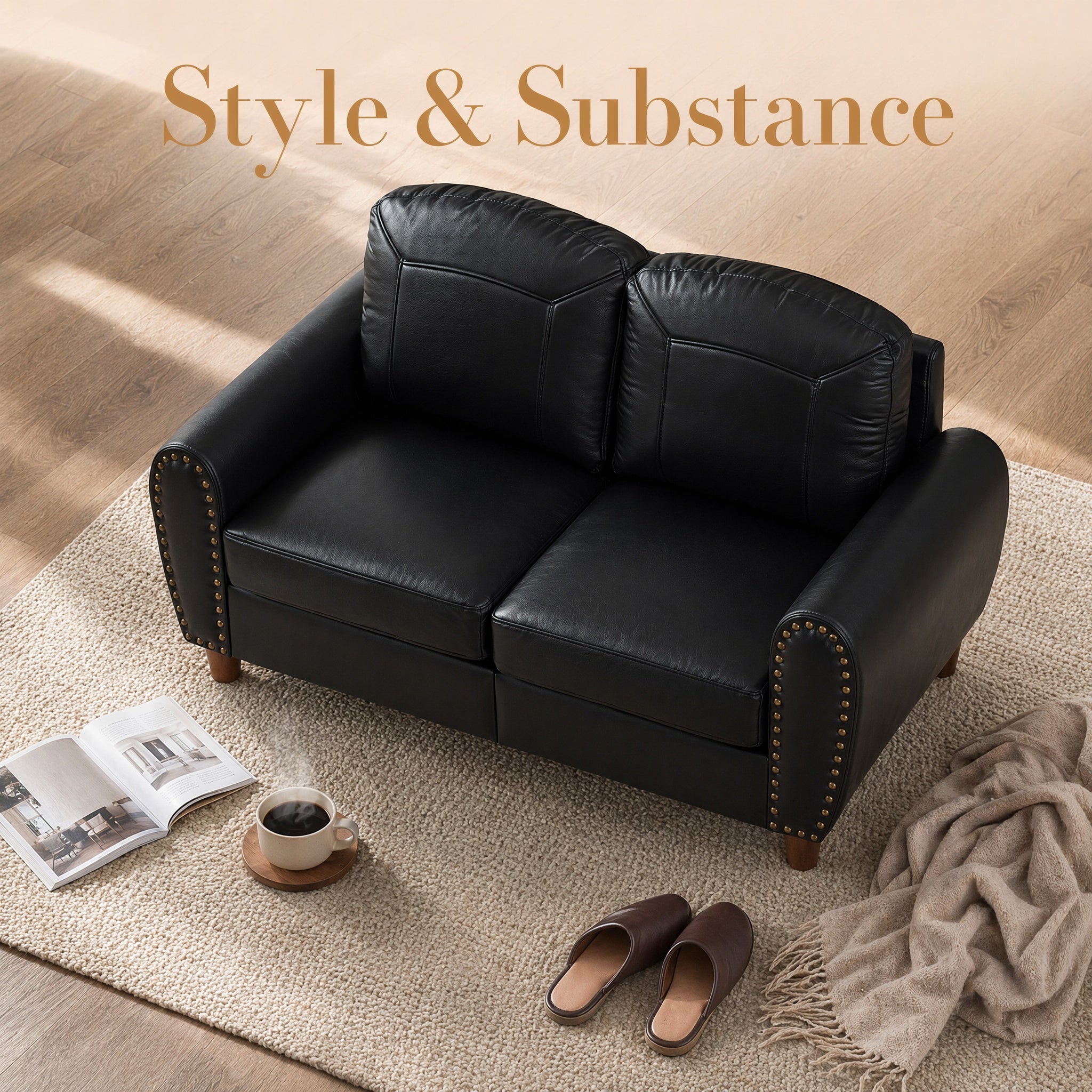 Classic 59" Faux Leather Loveseat