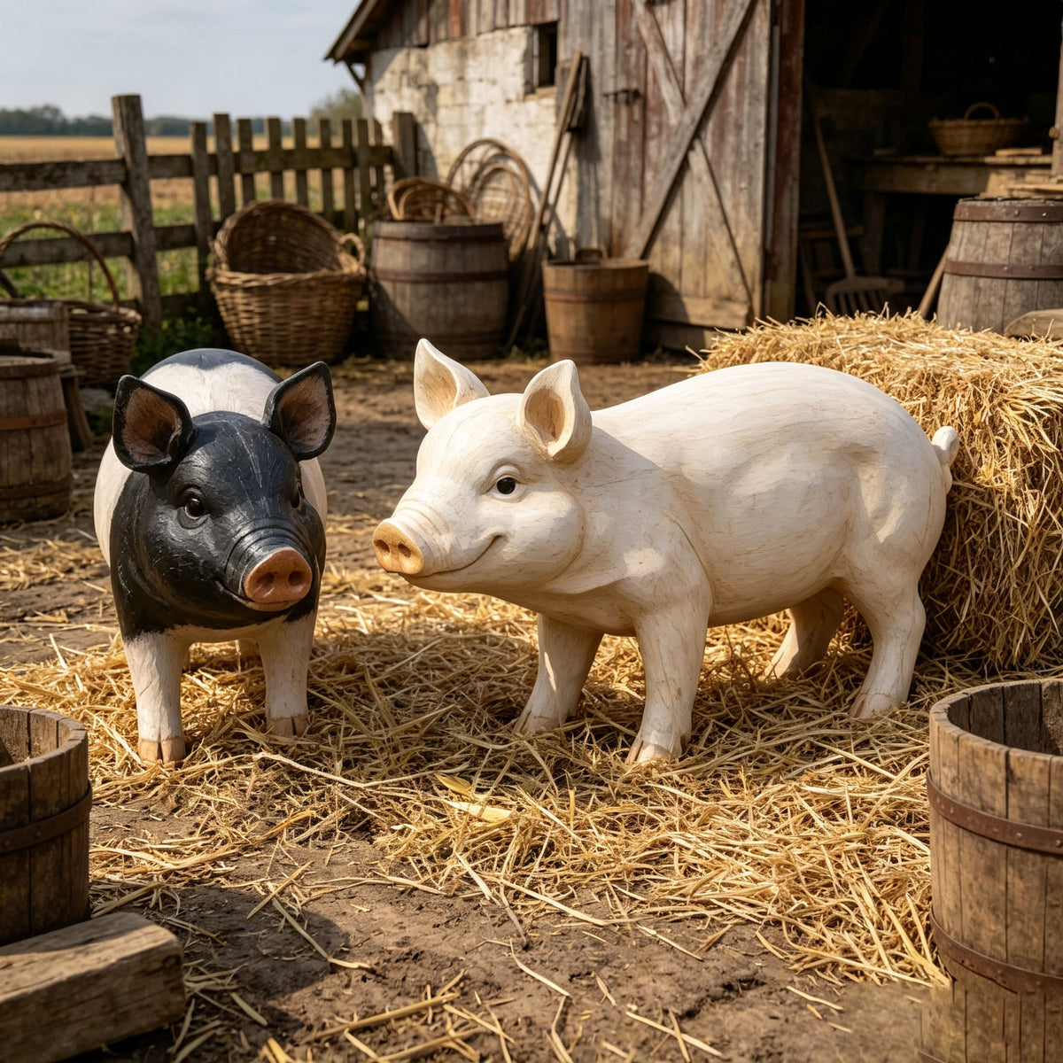 Garden Pig Statues Outdoor Decor