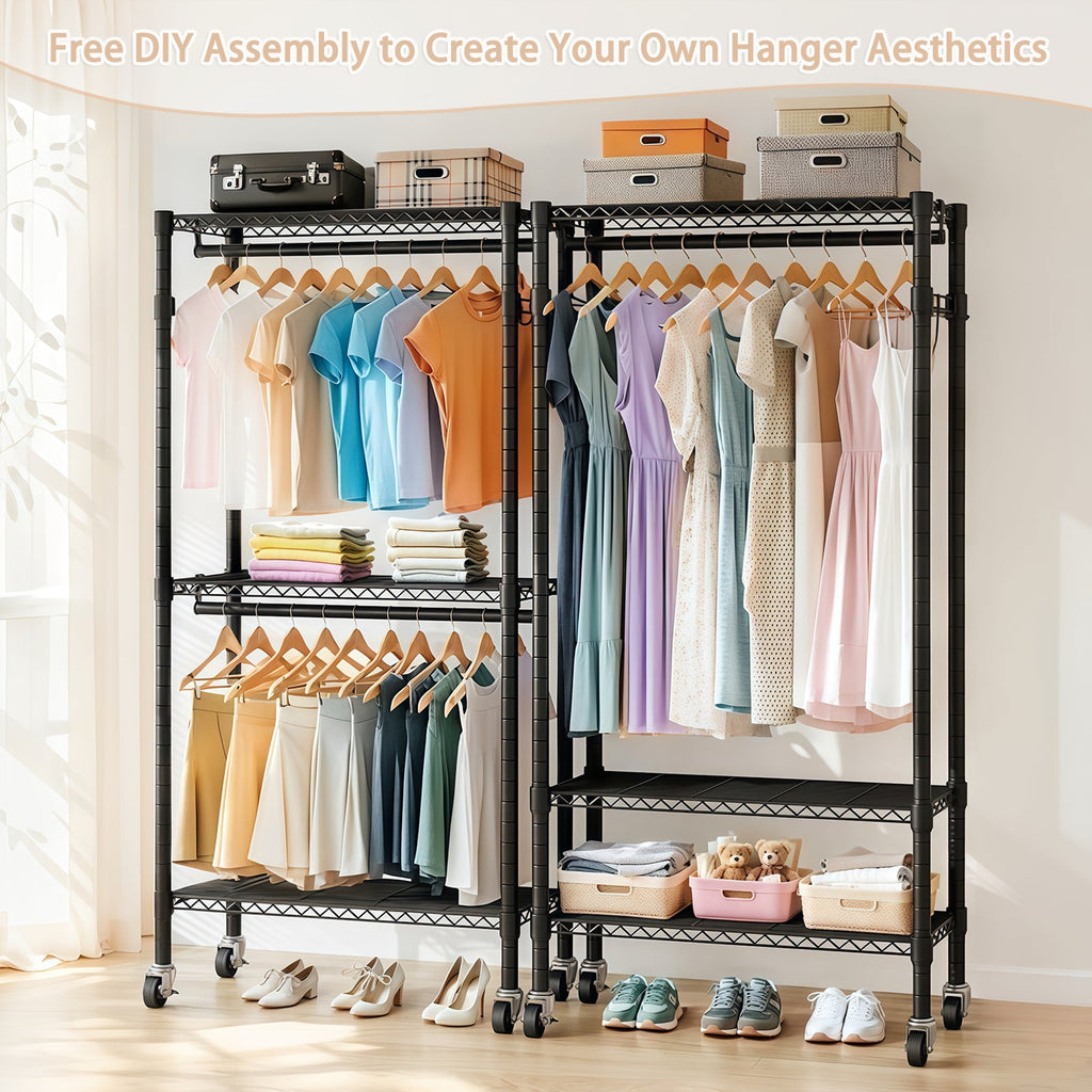 Heavy Duty Rolling Clothes Rack with Wheels
