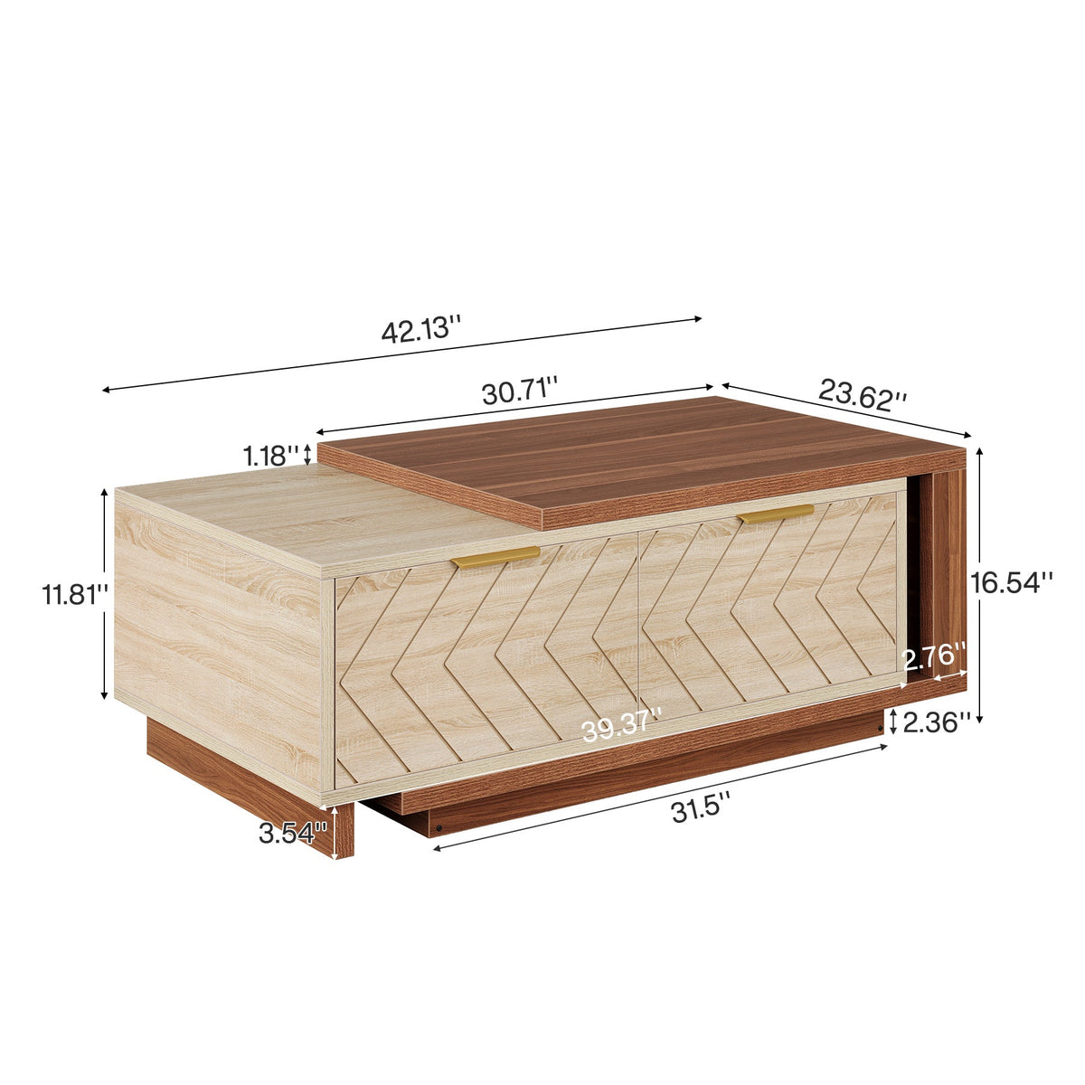 42.13" Extendable Coffee Table with Storage Drawers