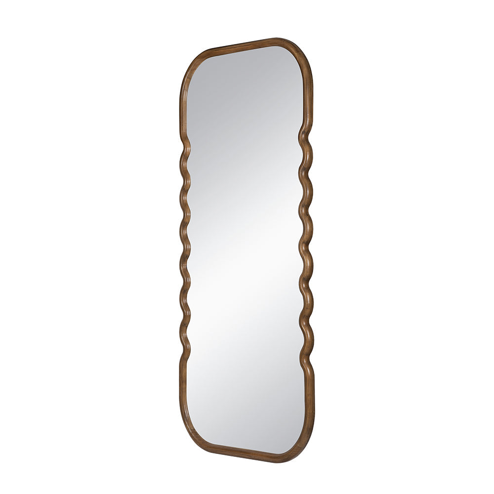 Oversized Wooden Floor Mirror with Unique Design