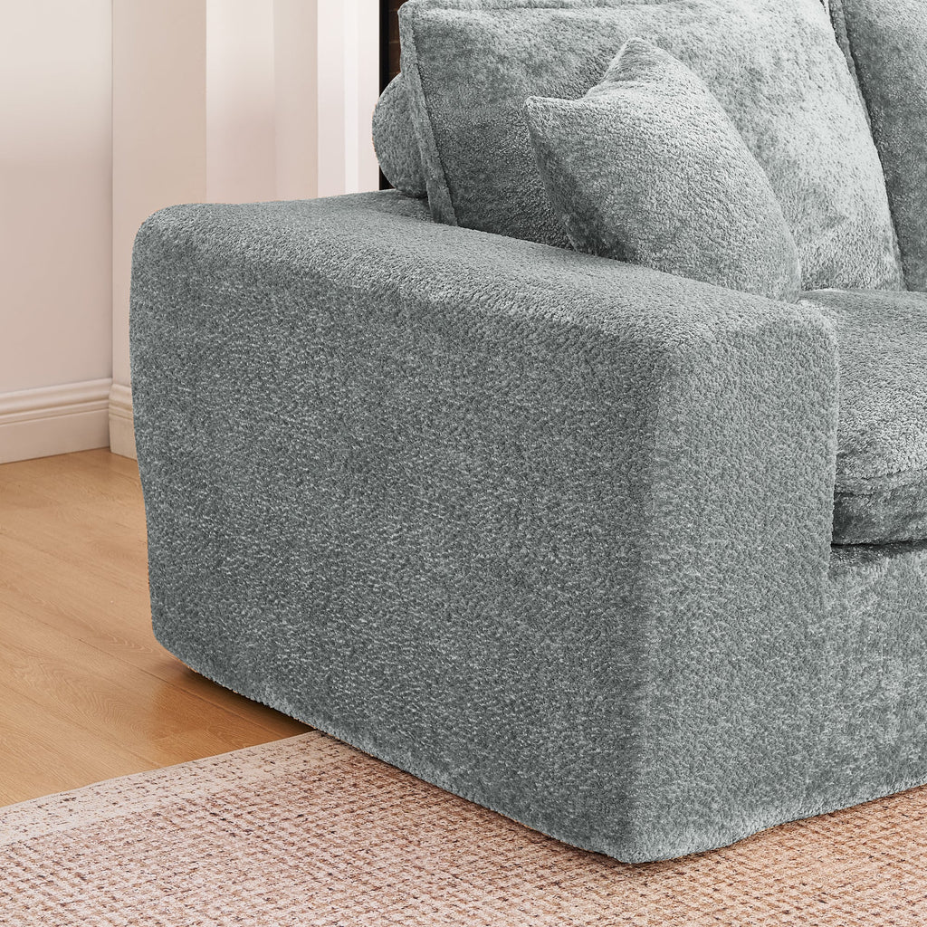 107'' Modern Boucle L-shaped Sectional Sofa with Moveable Ottoman