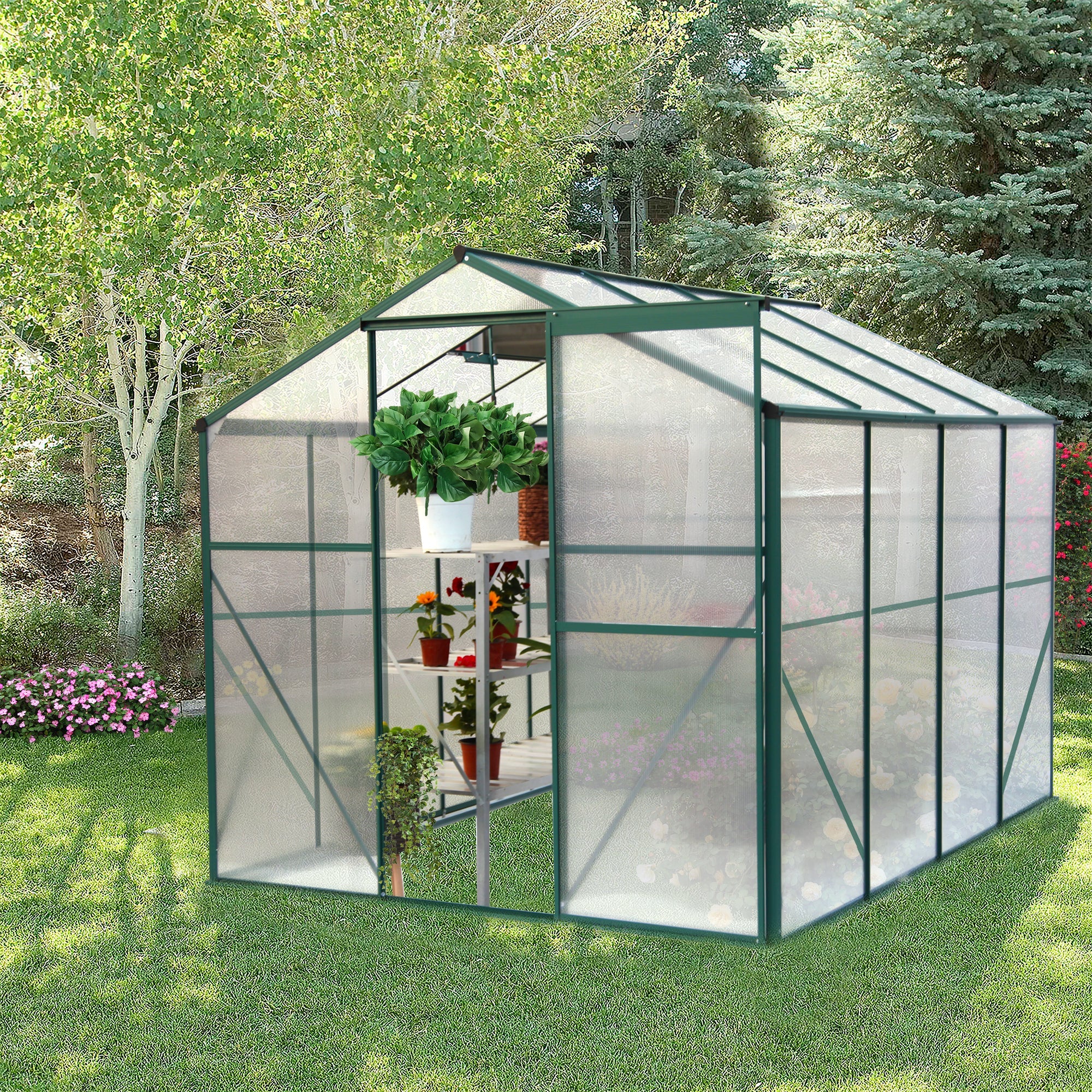 Polycarbonate Greenhouse - 6' x 8' Heavy Duty Walk-in Garden Greenhouse