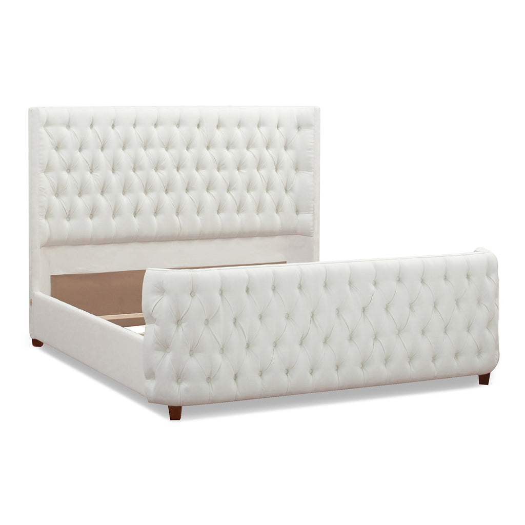 Brooklyn King Tufted Panel Bed Headboard and Footboard Set, Antique