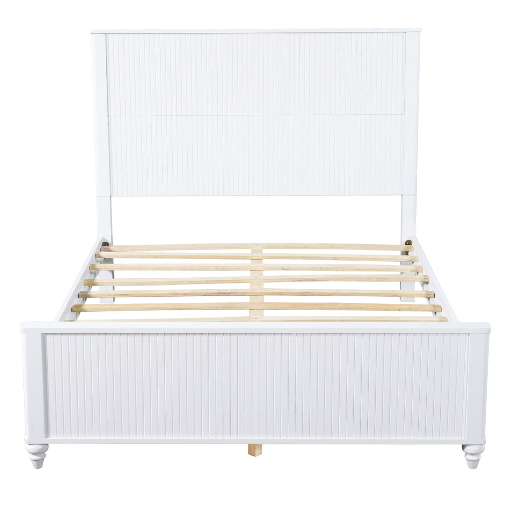 White Queen Size Bed Frame - Solid Wood & MDF