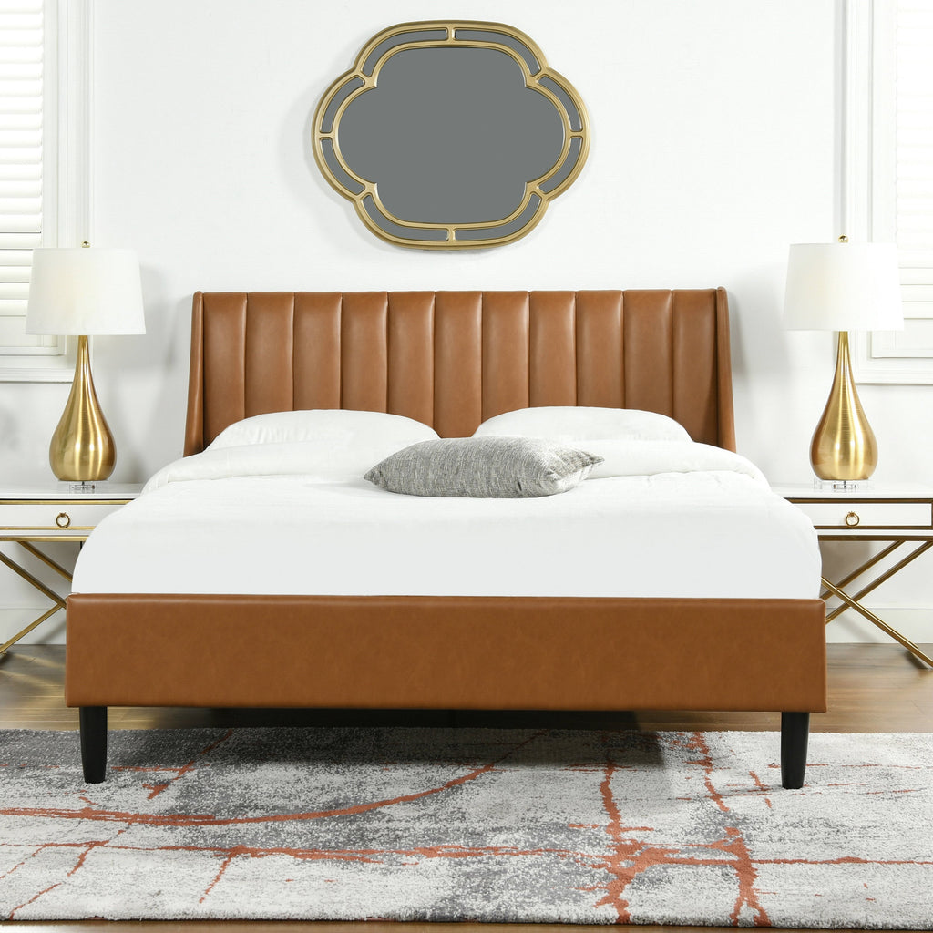 Aspen Vertical Tufted Modern Headboard Platform Bed Set, Queen