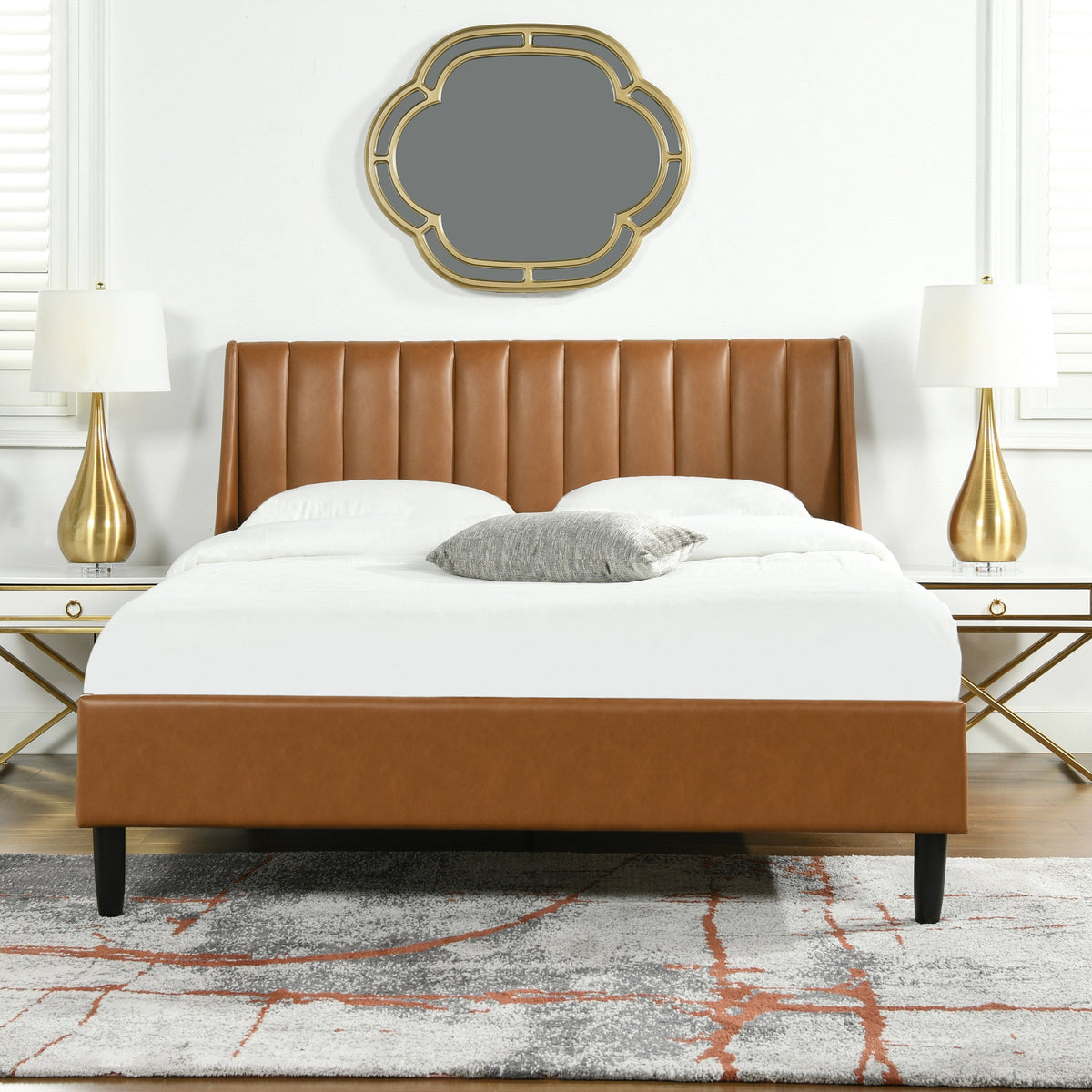 Aspen Vertical Tufted Modern Headboard Platform Bed Set, Queen