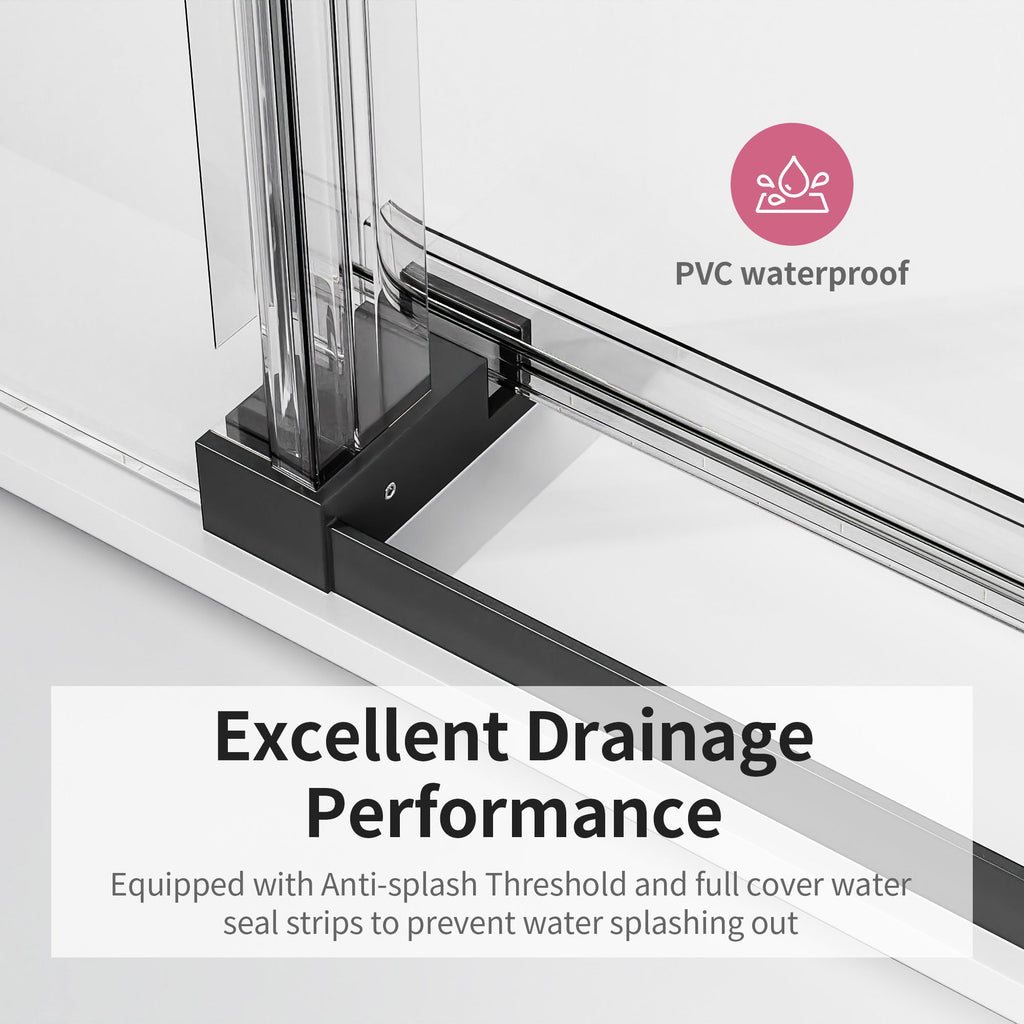 56-60" W * 76" H Frameless Single Sliding Shower Doors