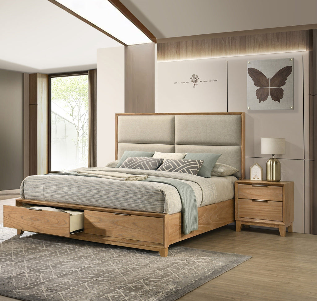 1pc Contemporary 2-Drawer Nightstand