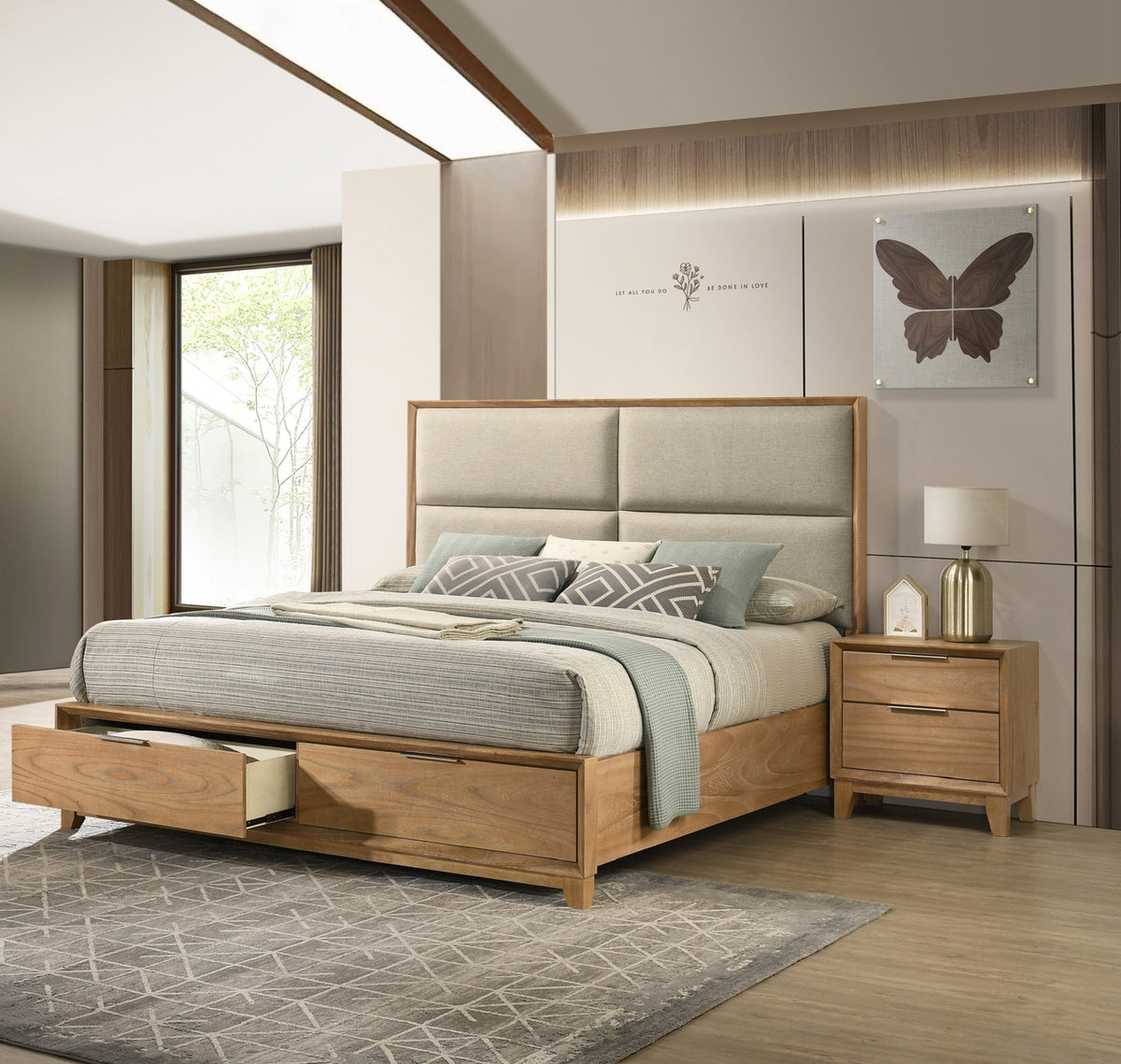 1pc Contemporary 2-Drawer Nightstand
