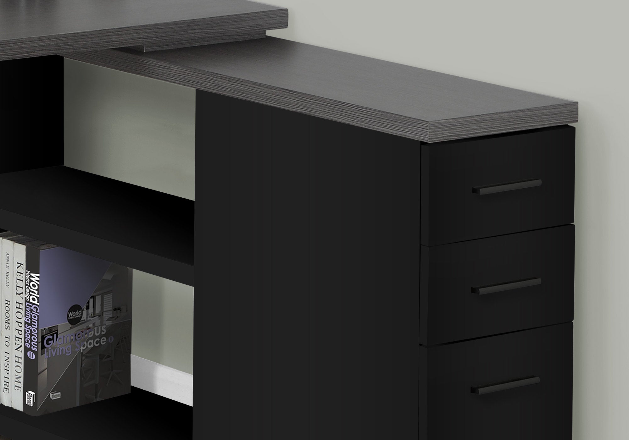 L Shape Computer Desk with Storage Drawers