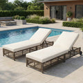 TREXM Outdoor Lounge Chair with Cushion and Wheels