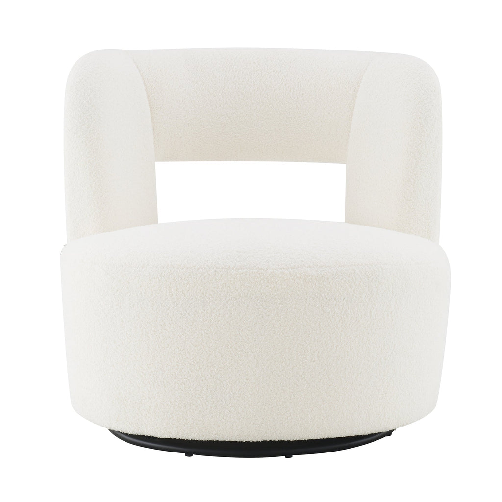 Swivel Barrel Chair with Soft Teddy Fabric