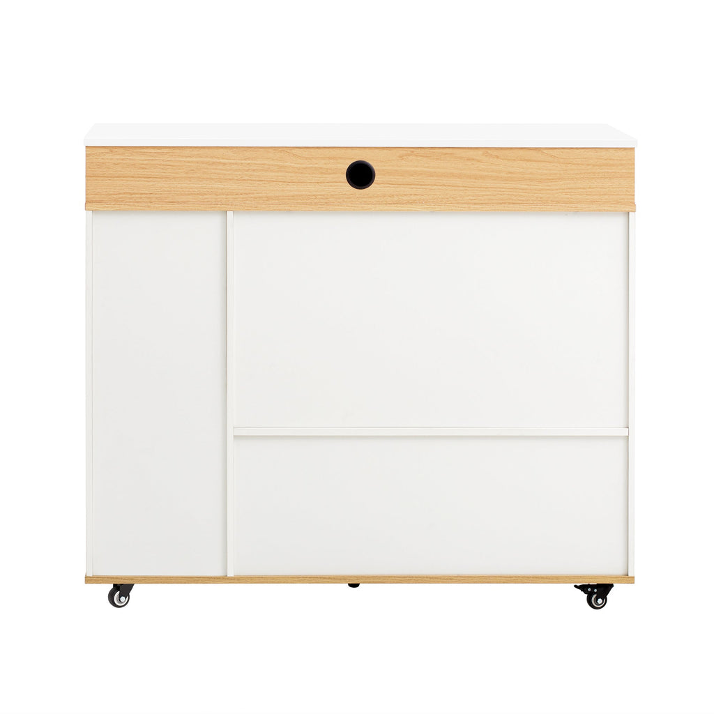TREXM Extendable Dining Table with Storage and Power Outlet