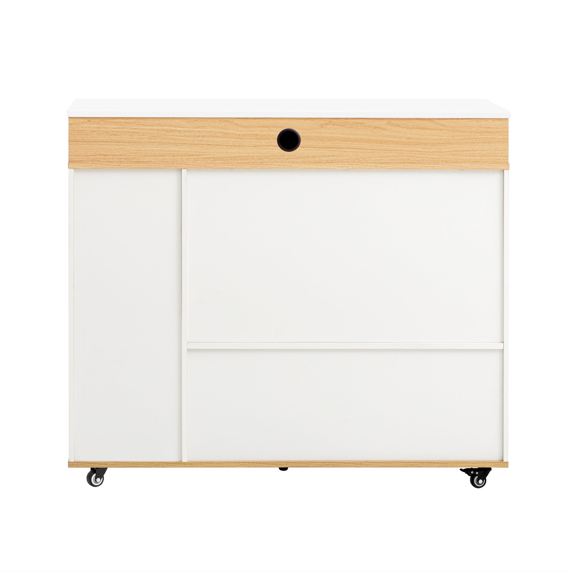 TREXM Extendable Dining Table with Storage and Power Outlet