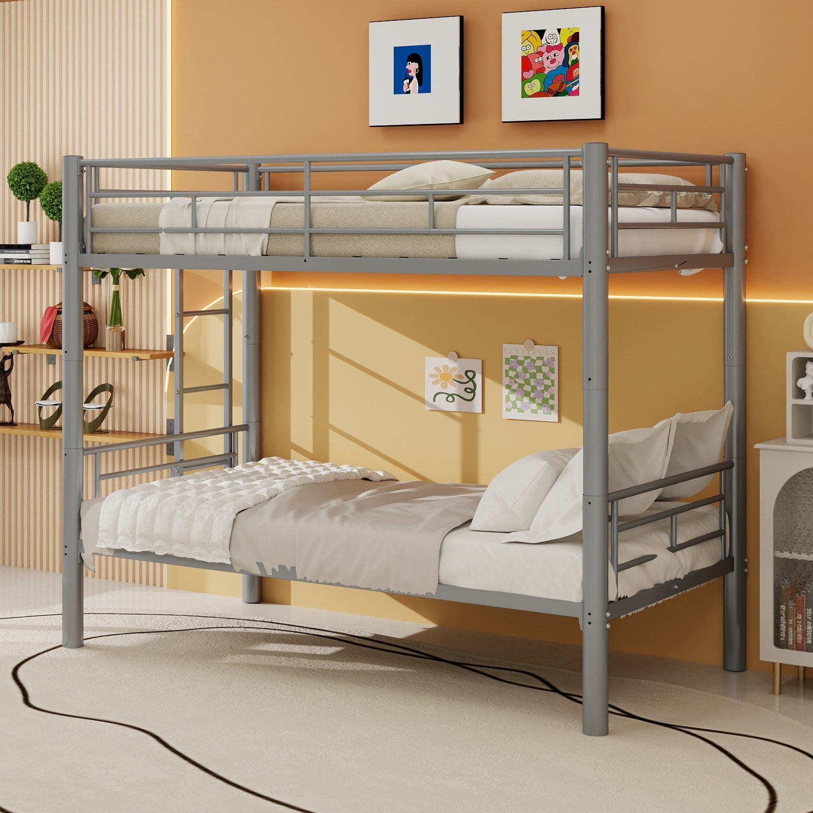 Convertible Twin Metal Bunk Bed Frame