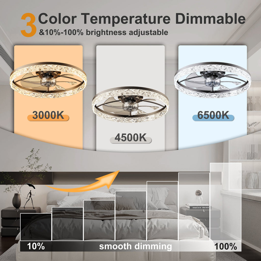 23.6" Ceiling Fans with Lights - Remote & APP Control