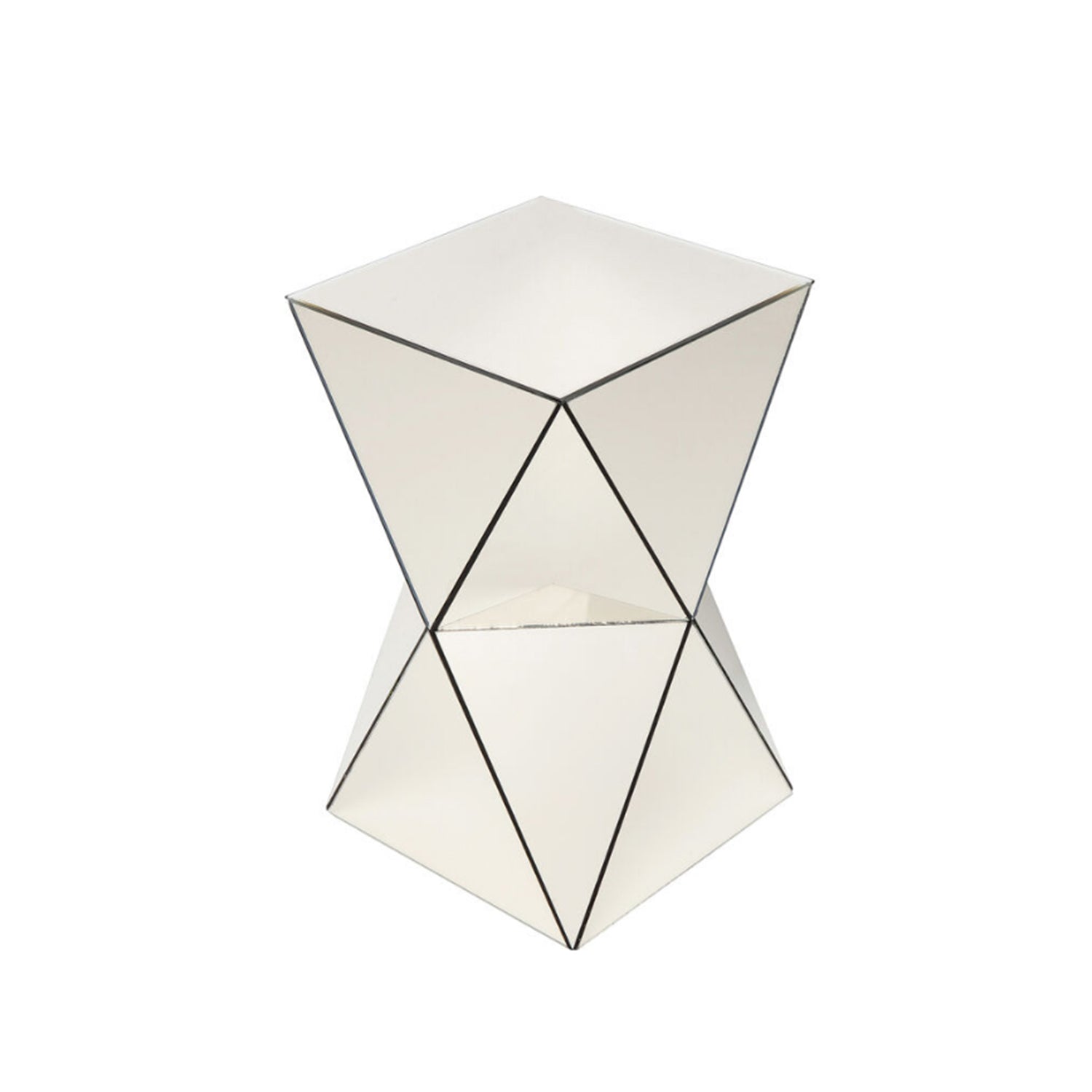 Champagne Mirrored Geometric Side Table