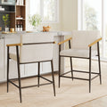 Counter Stool with Iron Frame - Set of 2 - Espresso + Beige