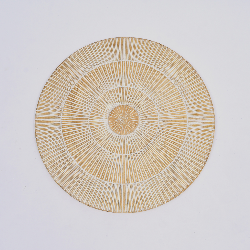 Handcarved Round Wheel Style Wood Wall Decor - 36"