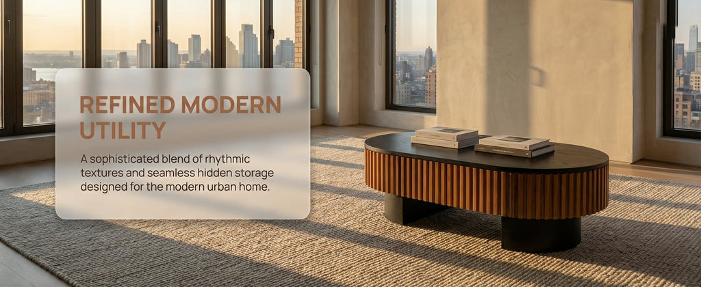 43.7" Oval Coffee Table With Hidden Storage
