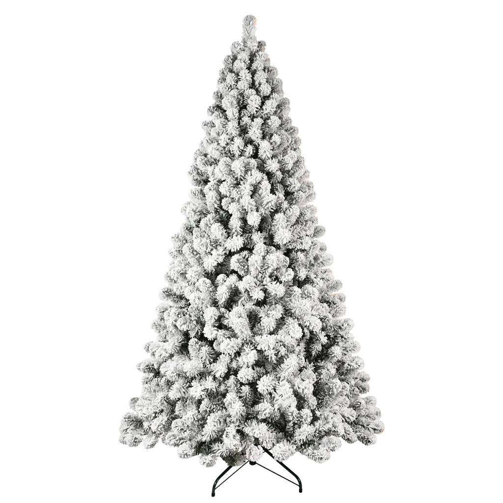 9ft Flocked Pre-Lit Christmas Tree with 650 UL Warm Lights
