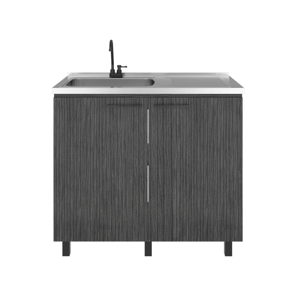 Alatna Freestanding Utility Base Cabinet with Stainless Steel Countertop