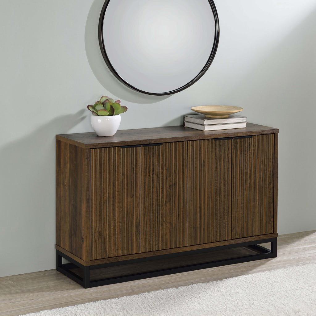 Thurston Dark Pine 4-Door Engineered Wood Accent Cabinet