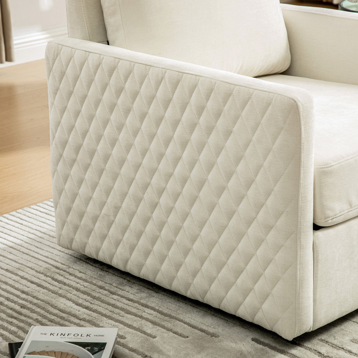 29.5"W Upholstered 360° Swivel Armchair with Hidden Storage