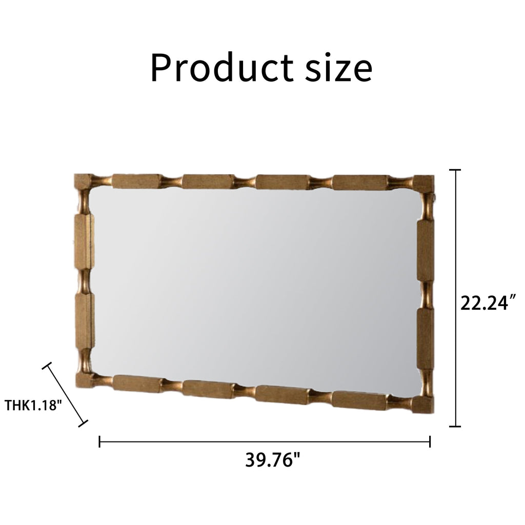 Gold Bamboo-Style Rectangular Wall Mirror