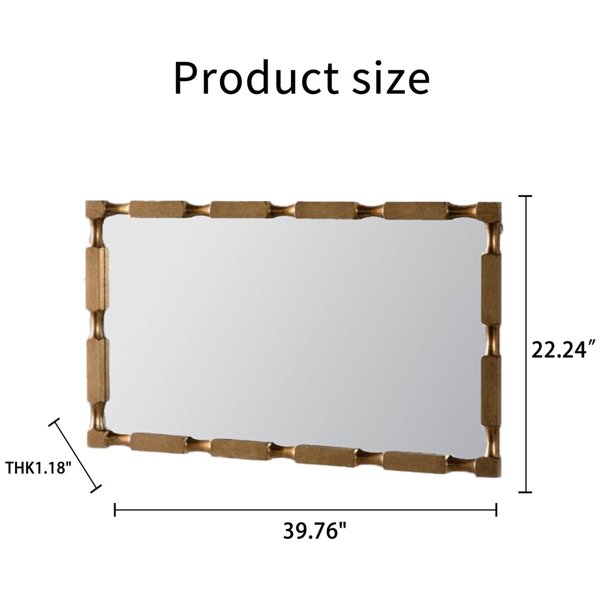 Gold Bamboo-Style Rectangular Wall Mirror