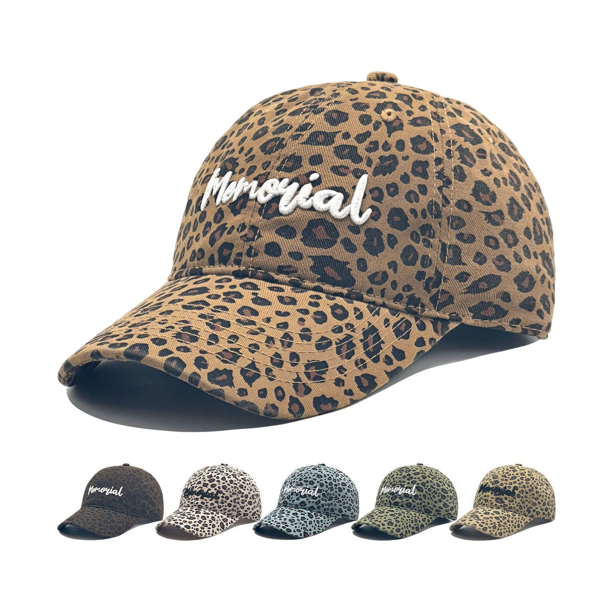 Retro Leopard-print Embroidered Baseball Cap Washed And Distressed