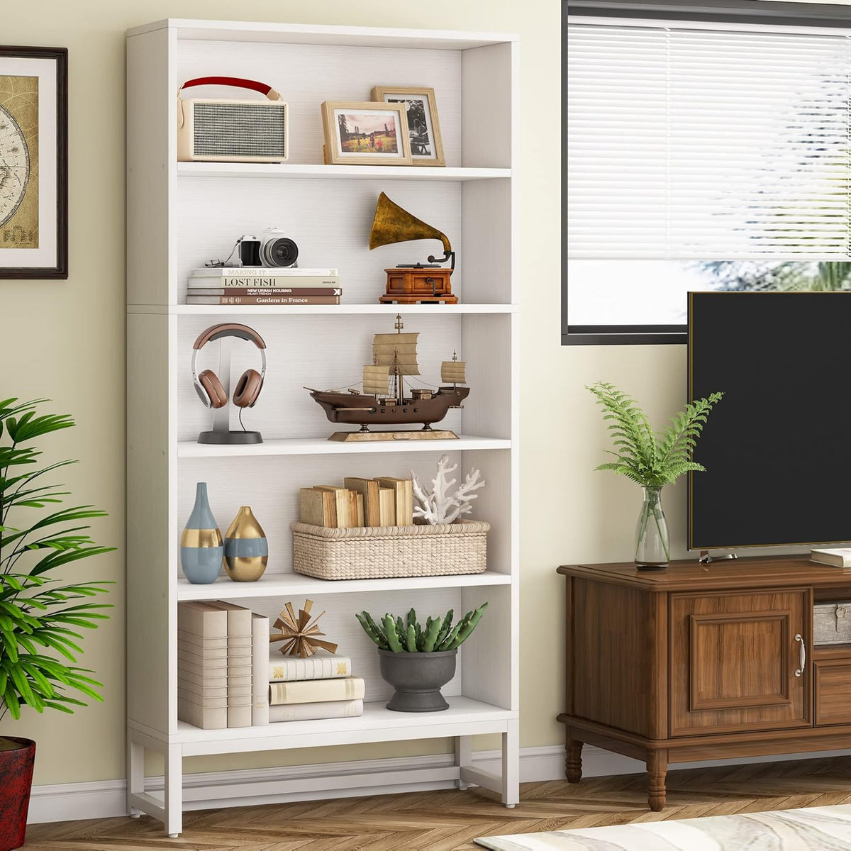 70.87" 5-Tier Heavy Duty Library Bookshelf