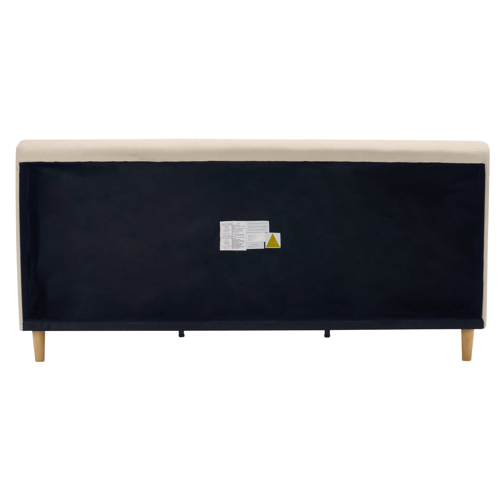 Beige Chunky Headboard Bed Frame