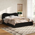 King Size Upholstered Platform Bed with Wooden Slats