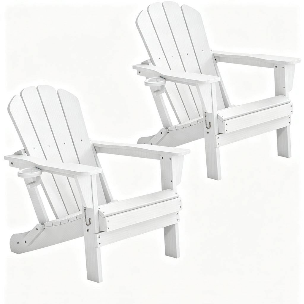 Adirondack Chairs Set of 2 - White HDPE Outdoor Seating