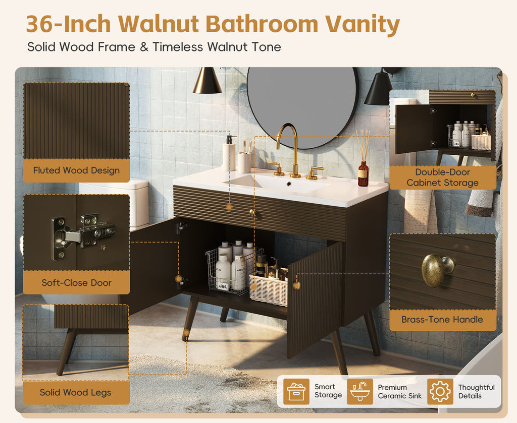 36" Luxury Striped Bathroom Vanity
