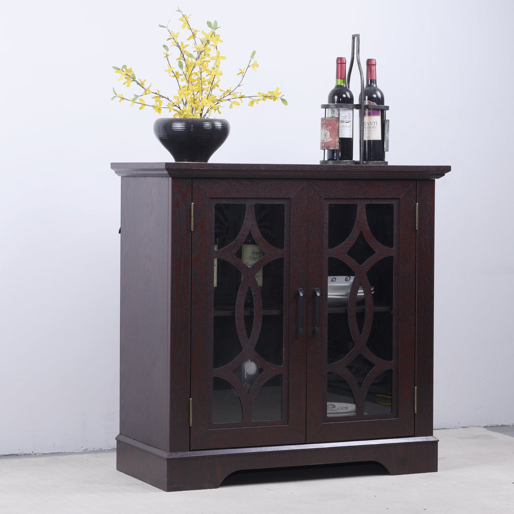 Spacious Size Sideboard with 2 Clear Tempered Glass Doors