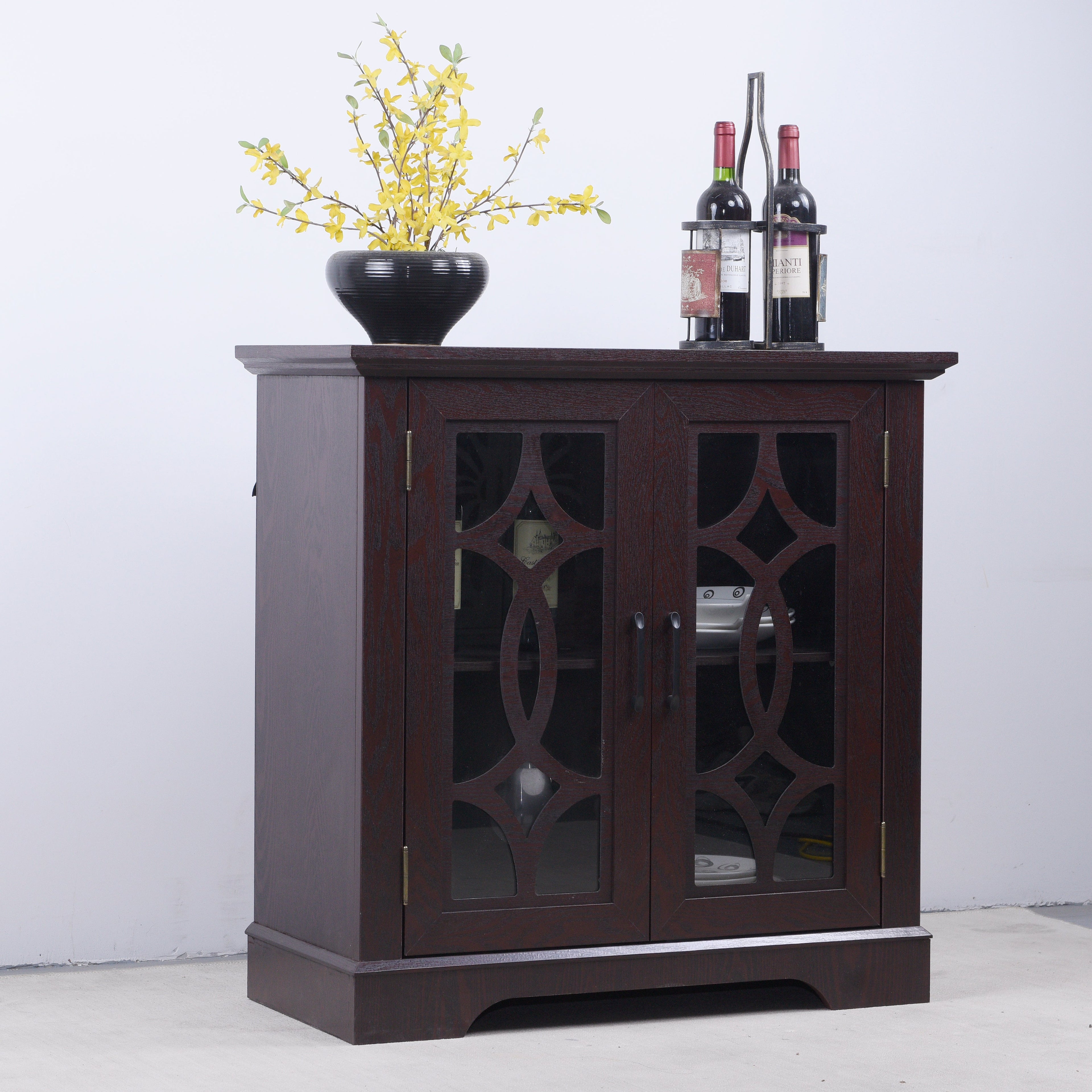 Spacious Size Sideboard with 2 Clear Tempered Glass Doors
