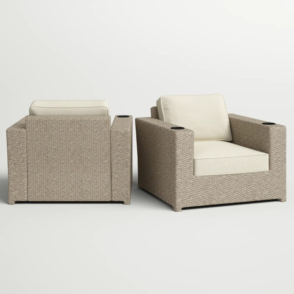 Fully Assembled Outdoor Lounge Chairs with Cushions, Set of 2