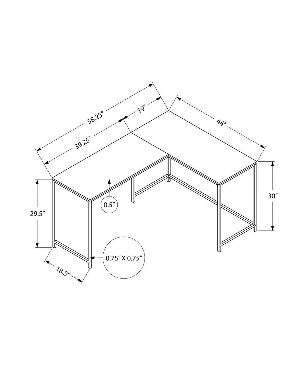 L-Shaped Computer Desk, Home Office, Corner, 58"L