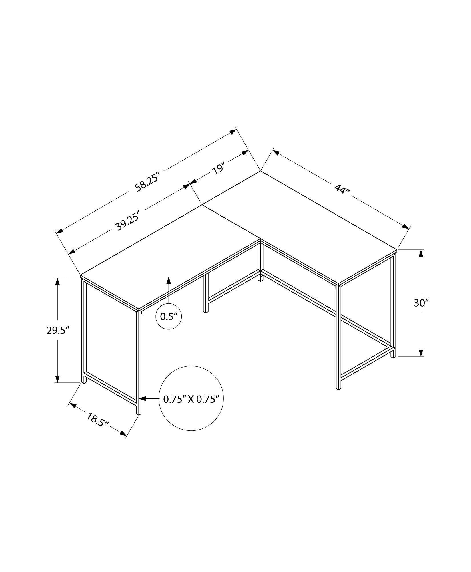 L-Shaped Computer Desk, Home Office, Corner, 58"L