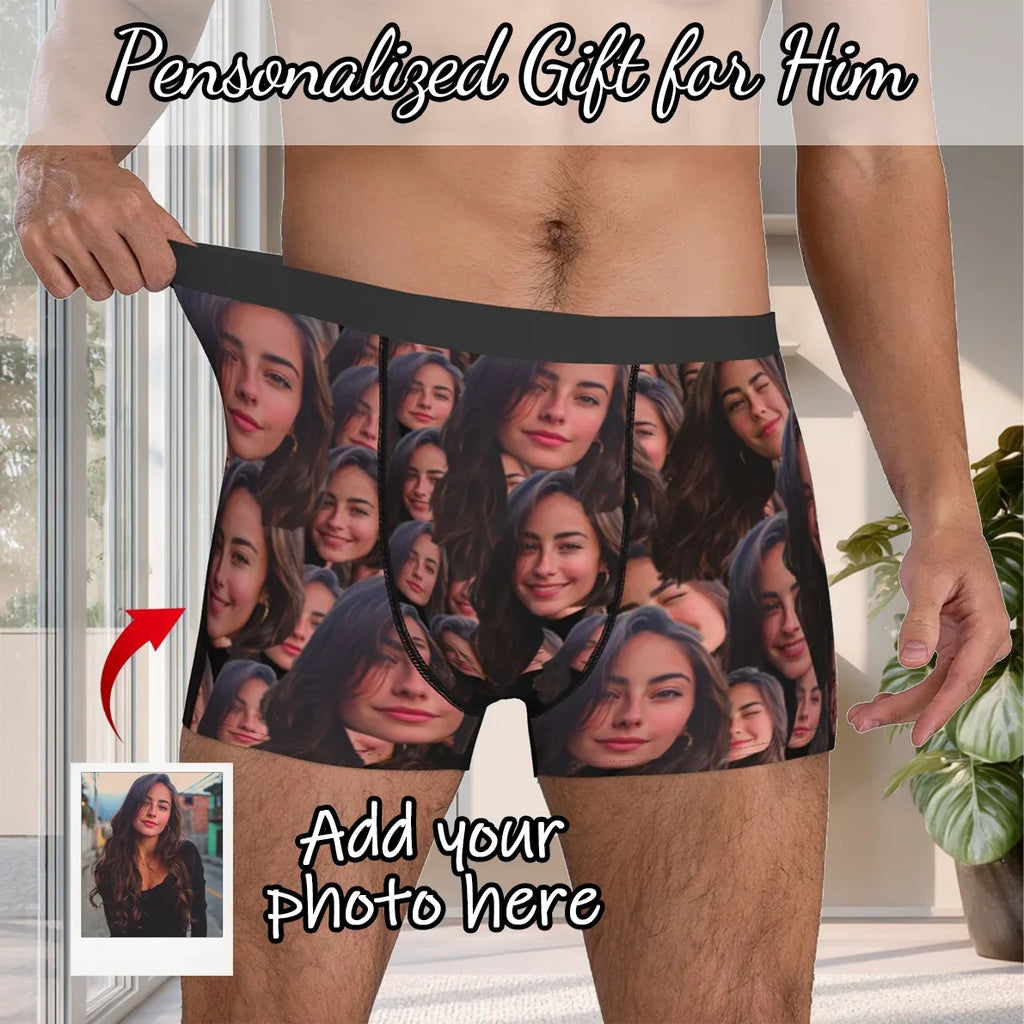 Personalized Face Photo Underwear Custom Boxer Briefs Custom Men Valentine's Day Gift For Husband Anniversary Gift for Dad