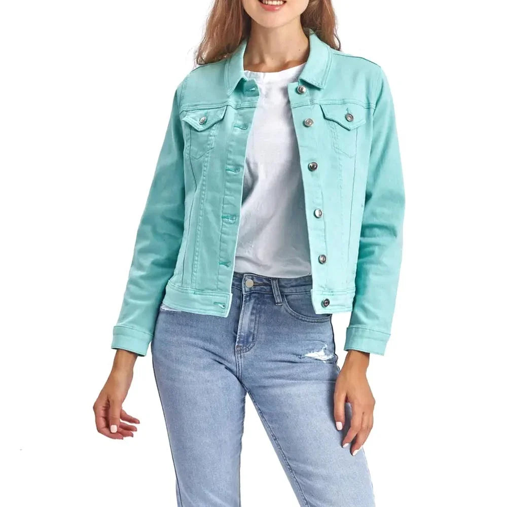 High Quality Denim Jean Jackets Women's Button Crop Top Autumn Winter Polyester/Cotton Blend Washable Vintage Sweet Style Washed