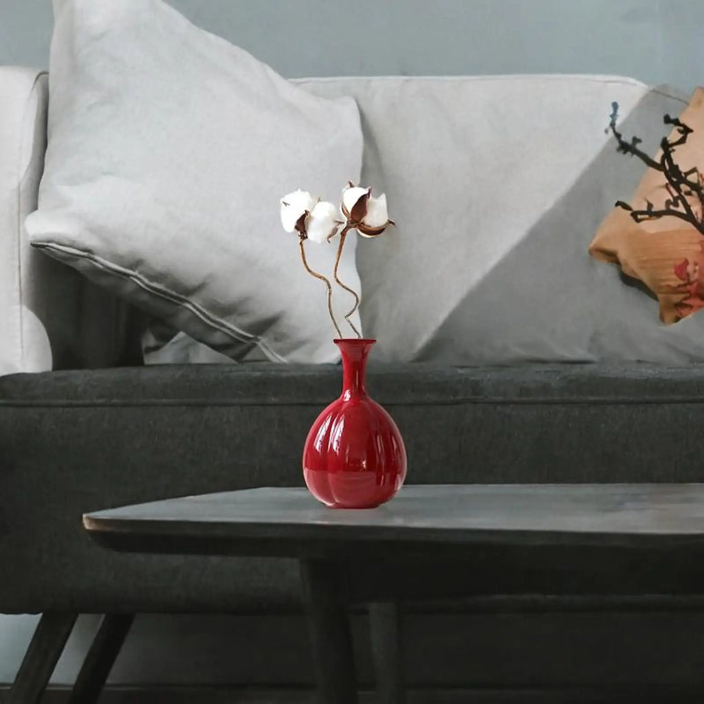 Red Ceramic Vase Decorative Vases Creative Flower Vases for Entrance Bookshelf Farmhouse Ceramic Red Vase Creative Living Room