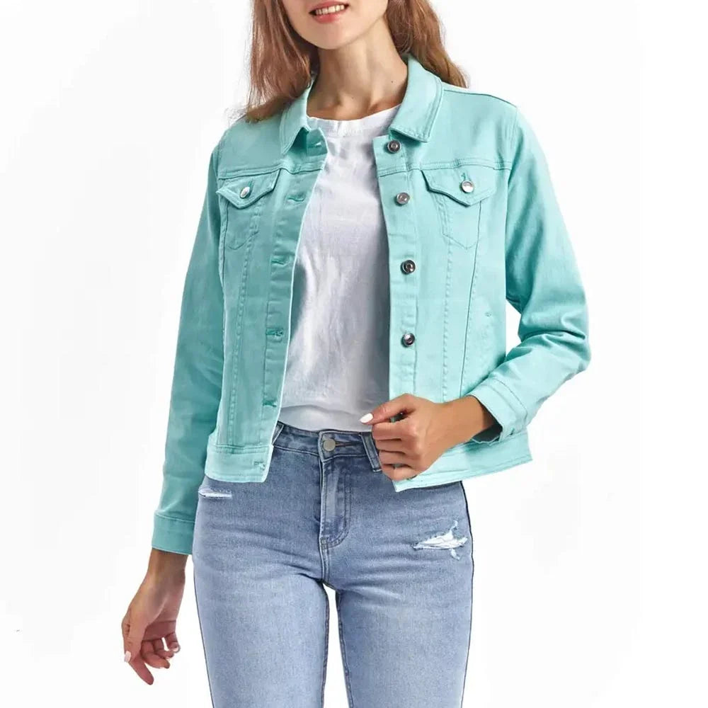 High Quality Denim Jean Jackets Women's Button Crop Top Autumn Winter Polyester/Cotton Blend Washable Vintage Sweet Style Washed