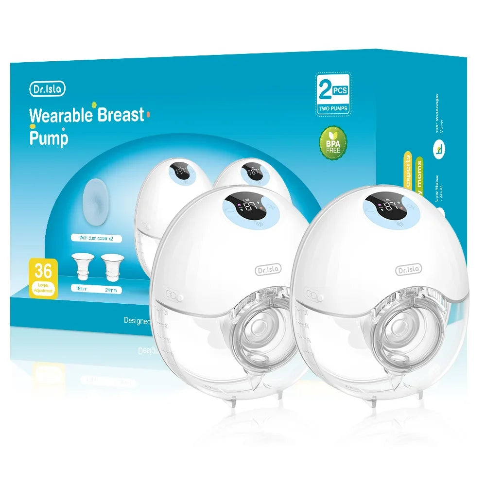 MAMIJOY Wearable Electric Breast Pump 2PCS 4Modes & 36Levels Hands Free Low Niose 210mlCapaciy Gift 10PCS Milk Storage Bag EB46D