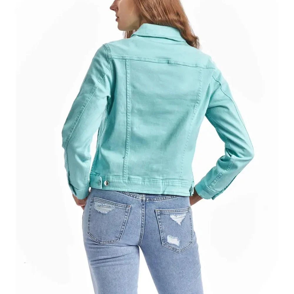 High Quality Denim Jean Jackets Women's Button Crop Top Autumn Winter Polyester/Cotton Blend Washable Vintage Sweet Style Washed