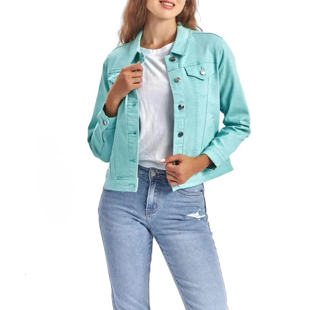 High Quality Denim Jean Jackets Women's Button Crop Top Autumn Winter Polyester/Cotton Blend Washable Vintage Sweet Style Washed